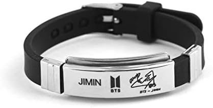 Inbest BTS Kpop Stainless Steel Silicon Wristband Jungkook, Jimin, V, Suga, Jin, J-Hope, Rap Monster Wristband Wristlet | Best Gift for The Army