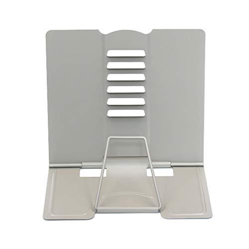 Portable Steel Reading Rest Book Holder Stand Bookrest Angle Adjustable Reading Stand Document Holder (Gray)
