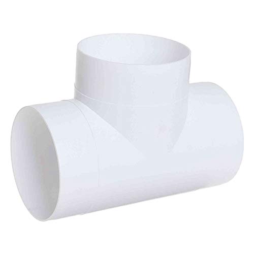 Duct Splitter for Exhaust Fan Dryer 3 Way Duct Hose Connector, Vent Hose, Pipe T Shape, T Joint 3 Way Joint (4'' inch, White) - Thumbnail 4