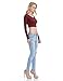 KOGMO Womens Long Sleeve Basic Crop Top Round Neck With Stretch -S-BURGUNDY