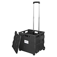 Office Depot Mobile Folding Cart with Lid, 16in.H x 18in.W x 15in.D, Black, 50801