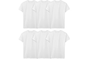 Fruit of the Loom Men's Stay-Tucked Cotton Crew Undershirts, Tall Man, White, 6-Pack, Large