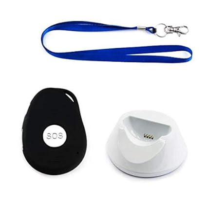 AMG Notrufknopf mit GPS-Sender und SIM Karte für Senioren | sicher Zuhause und unterwegs | mit Halsband und Ladestation | spr