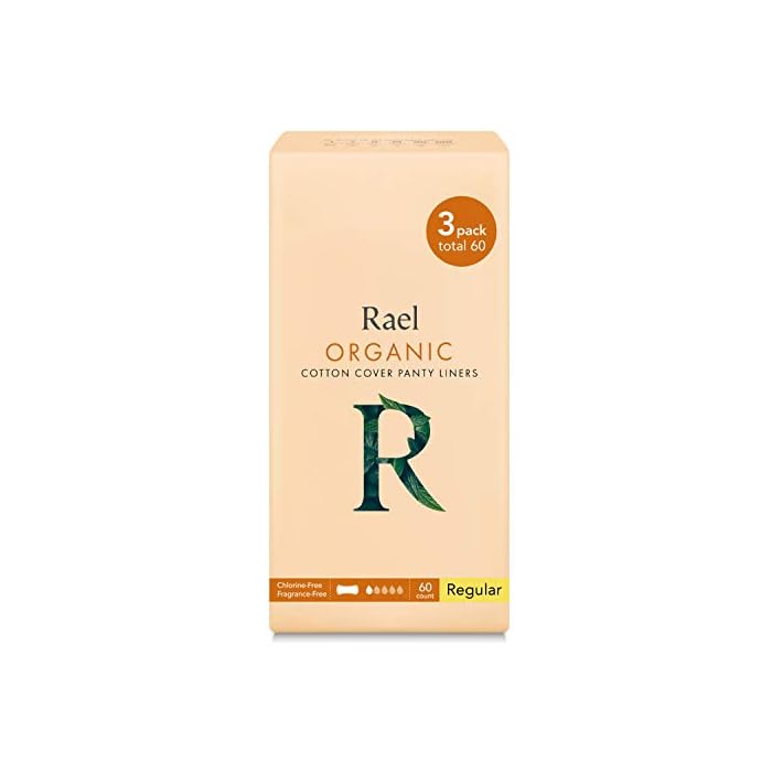Rael Certified Organic CottonPanty Liners, Regular - 3Pack/60 total - Unscented Pantiliners - Natural Daily Pantyliners (3 Pack)