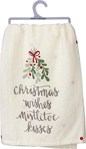 Primitives By Kathy ホリデー ディッシュタオル ウィッシュ ヤドリギ クリスマス スーパーセール期間限定 キス