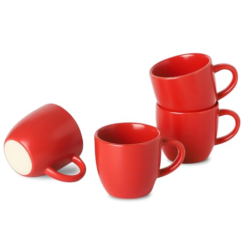 Photo 1 of Hasense Ceramic 3 OZ Espresso Cups, Porcelain Espresso Demitasse Cups Set of 4 for Double shot, Lungo and Ristretto, Tiny Italian Expresso Shot Coffee Mugs for Home and Office, Red