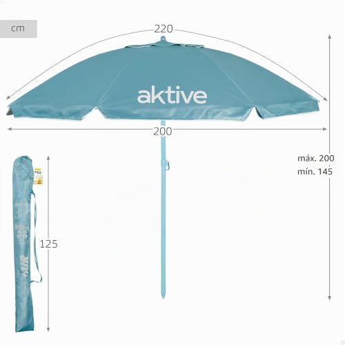 Sombrilla de Playa inclinable D220 cm, Azul, Exterior (62485)