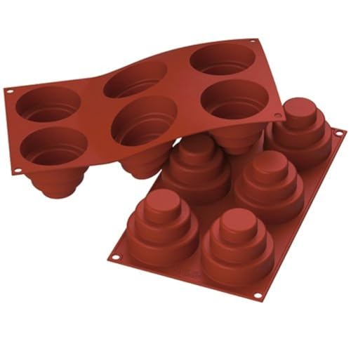 Silikomart Professional Silicone Mold, Tiered Cake 6.0 Ounce, 2.95 Inch x 2.36 Inch High, 6 Cavities - 1 Each