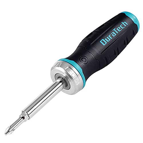 DURATECH Ratcheting Screwdriver, 6-in-1 Multi-Bit Screw Driver with Phillips, Slotted Bits and Nut Driver