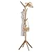 LANGRIA Free Standing Bamboo Tree-Shaped Display Coat Rack Stand with 4 Tiers 8 Hooks Solid Feet Suits Hallway Room Home Office, Clothes Organizer for Clothes Scarves Hats (Bamboo Natural Color)