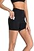 Oalka Women's Short Yoga Side Pockets High Waist Workout Running Sports Shorts 4