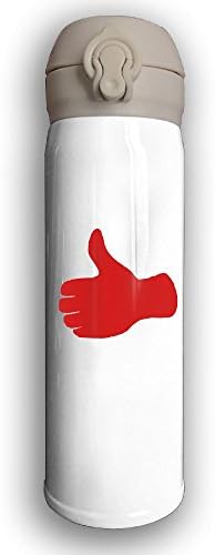Stainless Water Bottle Custom Red Thumb,Sports Drinking Bottle,Leak-Proof Vaccum Cup,Travel Mug,With Bounce Cover,White