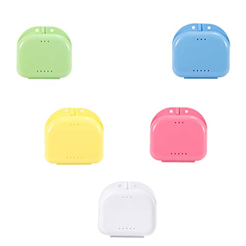 SUNTRADE Teeth Retainer Case Mouth Guard Container Denture Storage Case,Set of 5