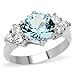 Eternal Sparkles Women's Stainless Steel Clear Blue Cubic Zirconia Stone High-Polished Ring