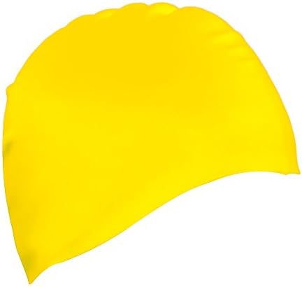 UKEE Silicone Swimming Cap 3D Silicone Design, Odorless, Non-Toxic, Silicone Elastic and Durable Swimming Cap For Adults and Men and Adults - Keep Hair Clean and Dry（yellow）