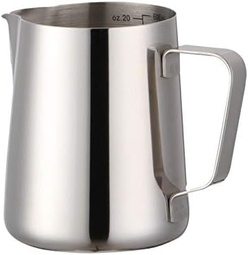 Milk Pitcher 304 Stainless Steel Coffee Milk Cup Milk Pitcher 600ml/20 oz with Measurement Marks (600 ml)