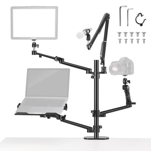 NEEWER Überkopf Kamerastativ Tischhalterung Rig mit 4 Boom Arm für Fotografie Video Licht Ring Licht Telefonhalterung Webcam Mic Compact DSLR für Live