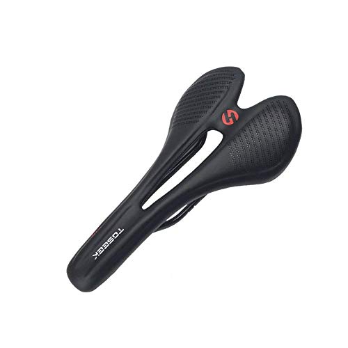 TOSEEK Comfortable Bike Seat Lightweight Carbon Fiber Bicycle Saddle Cushion with Leather Cover for Road Bike and Mountain Bike