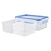 Emsa Clip and Close Storage Rectangle Container with 2 Inserts, 34-Ounce, Blue