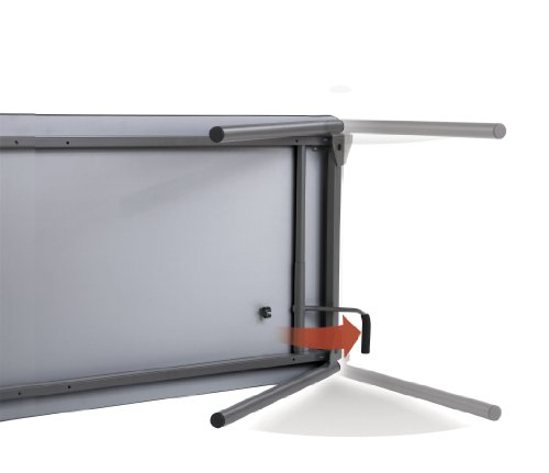 Iceberg Maxx Legroom Laminate Folding Table, 30" W x 72" L x 29.5" H, with Open Corner Design, Gray