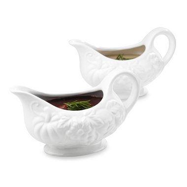 Tabletops Gallery "Harvest" Two Piece Gravy Boat (Pure White)