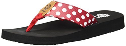 red yellow box flip flops