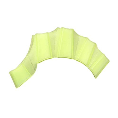 Iusun Hand Swimming Fins Palm Finger Training Aqua Fitness Swim Webbed Gloves Aquatic Short Palm Hand Paddle Water Resistance Swimming Equipment (Green, L)