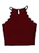 MakeMeChic Women's Solid Halter Neck Cami Scallop Trim Workout Crop Top Burgundy M