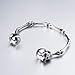 ELFASIO Adjustable Size Men Skull Bracelet Stainless Steel Skeleton Bones Silver Cuff Biker Bangles