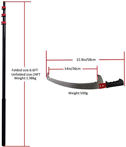 JYZT 7,2M / 24FT Versenkbare Astsäge Mit Einziehbarem Griff, Versenkbare Stangensäge Zum Beschneiden Von Ästen Und… – Bild 6
