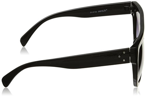 zeroUV Large Oversize Wide Temple Flat Top Aviator Sunglasses, Shiny Black / Lavender, 57 mm