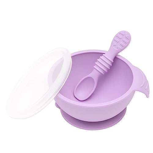 Bumkins Baby Bowl, Silicone Feeding Set with Suction for Baby and Toddler, Incl…