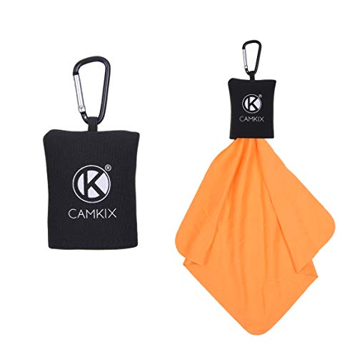 Camkix Cleaning Cloth with Open Bottom Pouch and Carabiner 4 Pack