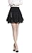Mullsan Women Black Spinning Cover Stretch Waist Flared Lace Casual Mini Skirt