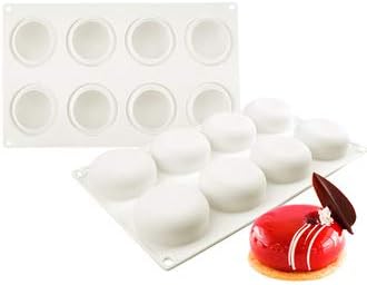 Round Silicone Mousse Cake Mold, 8 Cavities Stone Shape Non-stick Bakeware Silicone Baking Mold DIY Cake decorating Tools
