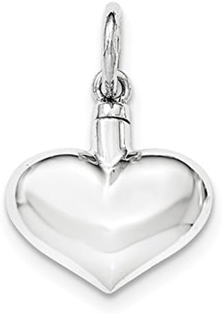 Sterling Silver Puffed Heart Cremation Ash Holder Pendant