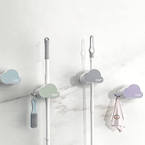 CQT Mop and Broom Holder Gripper Holds Self Adhesive No Drilling Wall