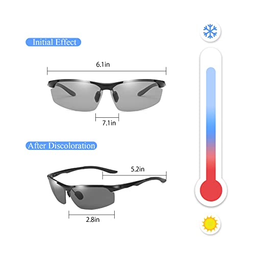 Yfdkeey Polarized Photochromic Sunglasses Mens Polarized Sunglasses Outdoor Anti-Glare Glasses Lightweight Sports Sunglasses