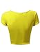 Basic Solid Scoop Neck Slim Fit Short Sleeve Crop Tops Yellow Size S