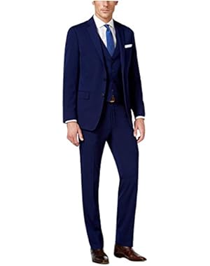 Calvin Klein Navy Solid Two Button Flat Front New Men's 2-Piece Suit