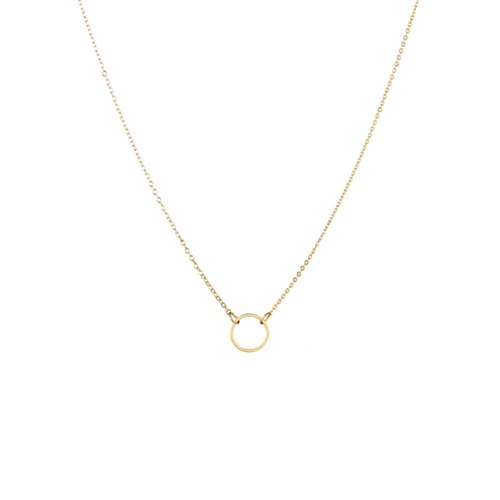 Fettero Womens Necklace Choker Chain 14K Gold Fill Round Pendant Necklace Jewelry-N-1