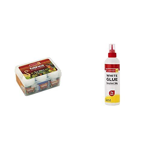 Camlin Kokuyo Fabrica Acrylic Ultra Colors – 10Ml Each, 6 Shades & Camlin Strong Bond Glue (White) 200G With 15G Extra