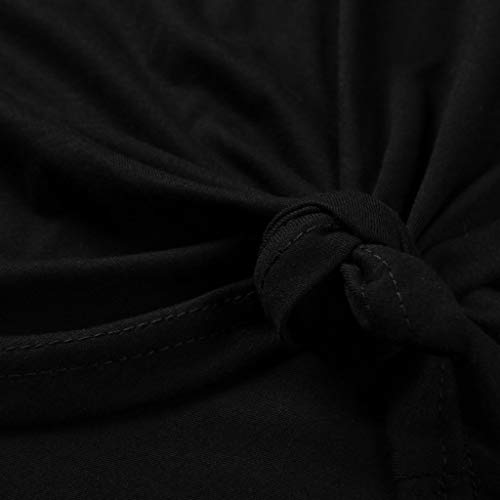 Long Sleeves T Shirt Women Casual Scoop Neck Loose Fit Solid Basic Tee T-Shirt Ladies Side Split Tunic Tops Black - Thumbnail 4