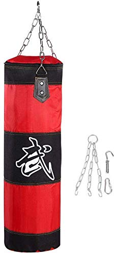 Dwawoo Boxing Punch Bag, Empty Punching Bag Set, Bag, Boxing Equipment, Martial Arts Supplies for Adults, Red, 80CM