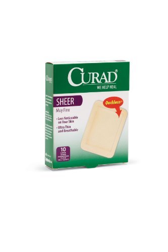 Curad sheer 10 large sterile adhesive pads 3 x 4 in - 1 box