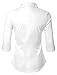 LE3NO Womens Roll Up 3/4 Sleeve Button Down Shirt with Stretch, L3NWT574A_WHITE, Medium