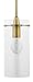Effimero Large Stem Hung Clear Glass Contemporary Pendant Light. Brushed Brass Fixture with Adjustable Hanging Height. Industrial Edison Modern Style. UL Listed, Linea di Liara LL-P315-GLD