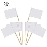 Happy Shop Mini Blank Toothpick Flags 200 Pcs White Flags Labeling Marking Cheese Markers Food Picks for Party Cake Food Cheeseplate Appetizers