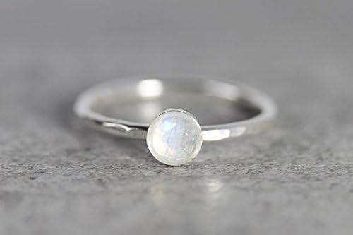 Sterling Silver Rainbow Moonstone Stacking Ring