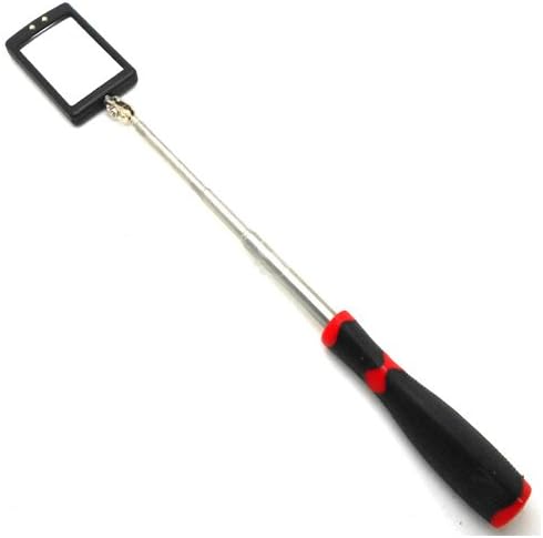 Simply Silver - LED Lighted Inspection Mirror Telescoping Illuminate Swivel Light Extendable 34"